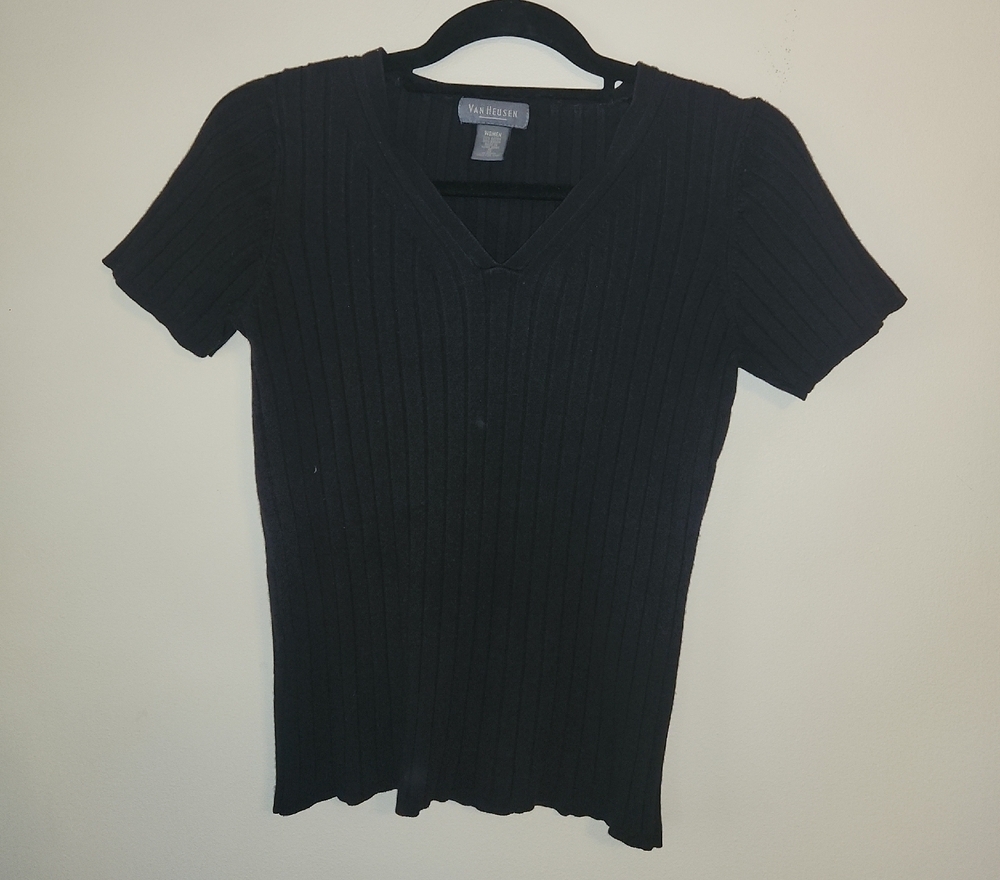 Van Heusen Black V-Neck Knit Top